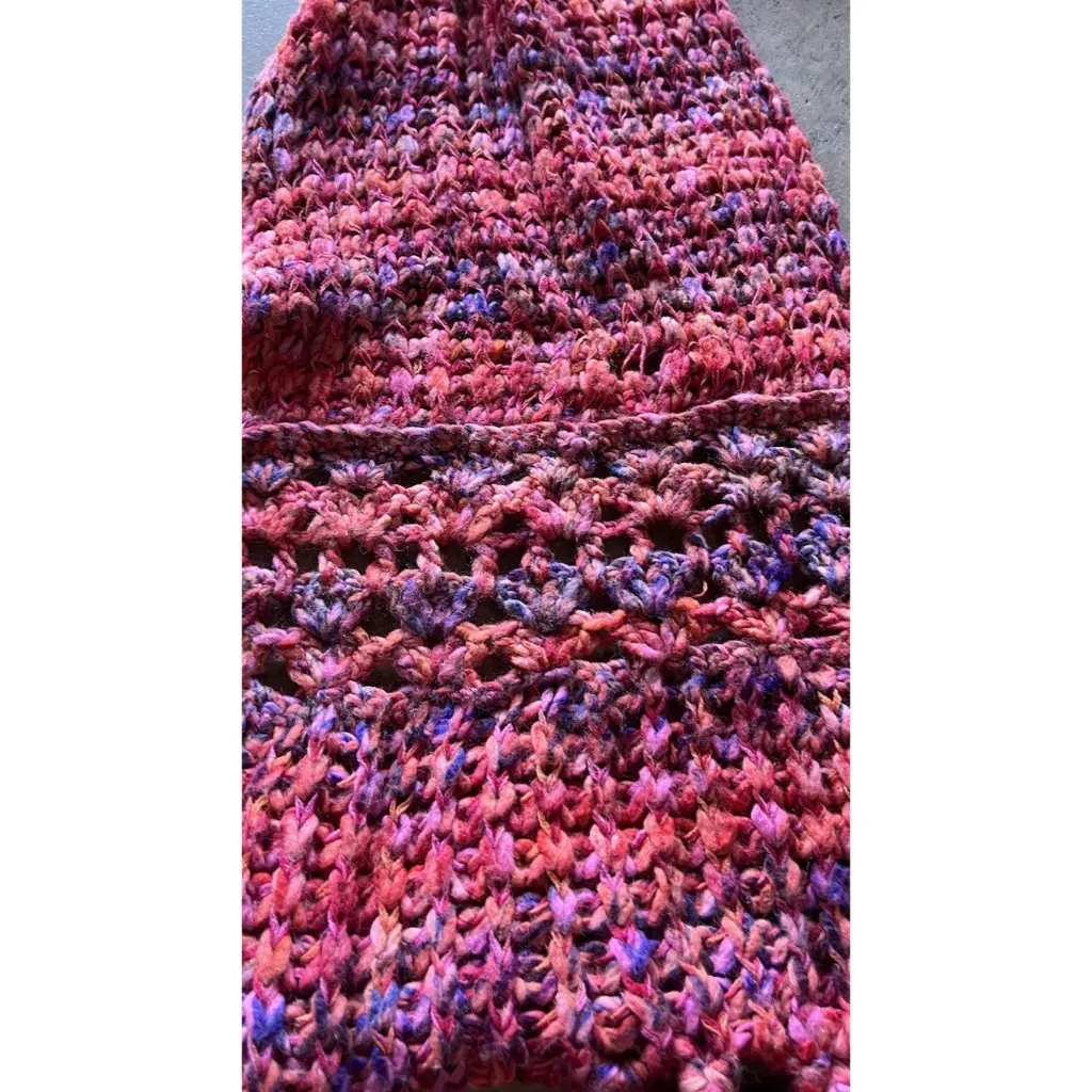 Free People Maroon Wool Soft Alpaca Mohair Chunky Loose Knit Oversized Scarf 89” - Image 9