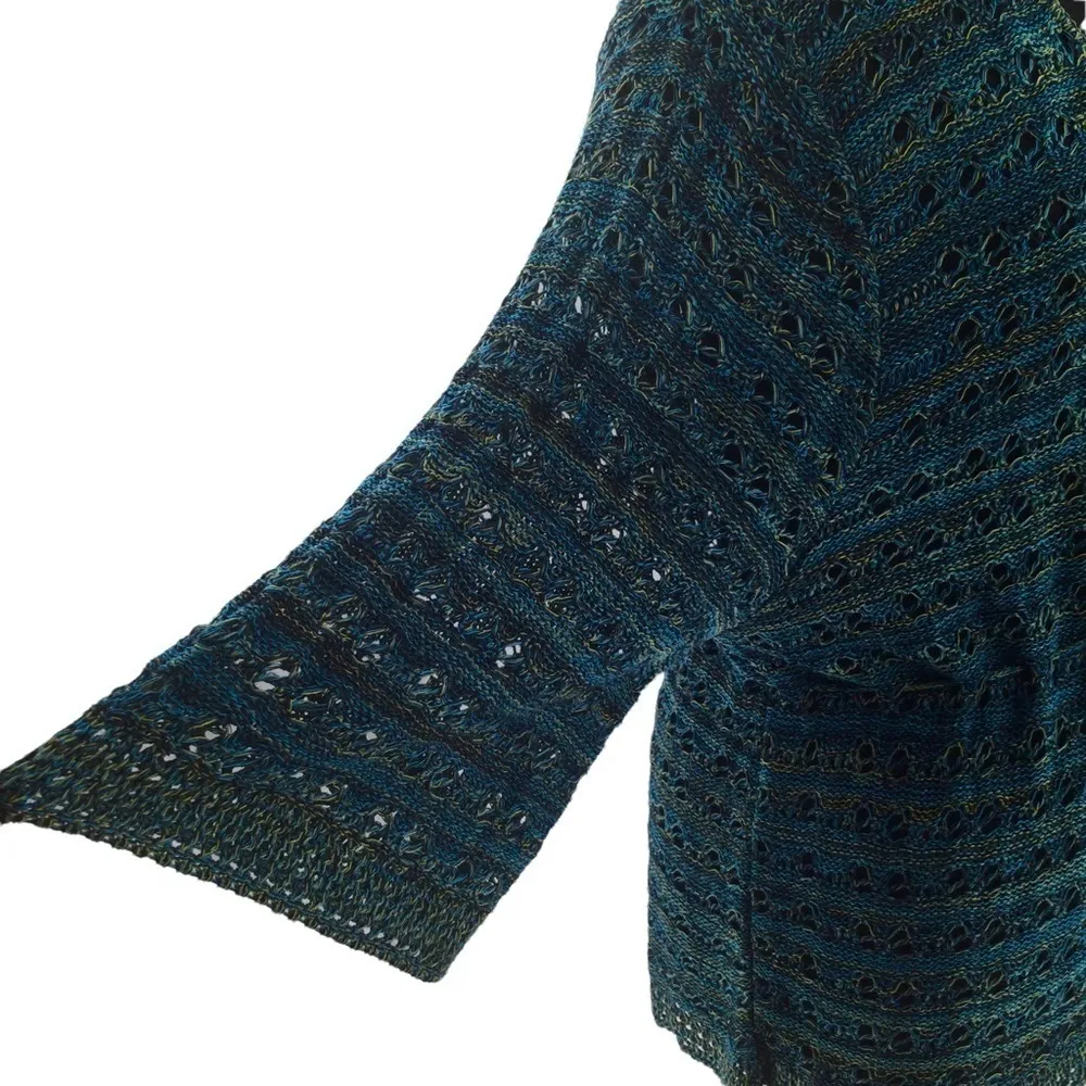 Lane Bryant Variegated Blue and Green Open Knit Cardigan - Image 13