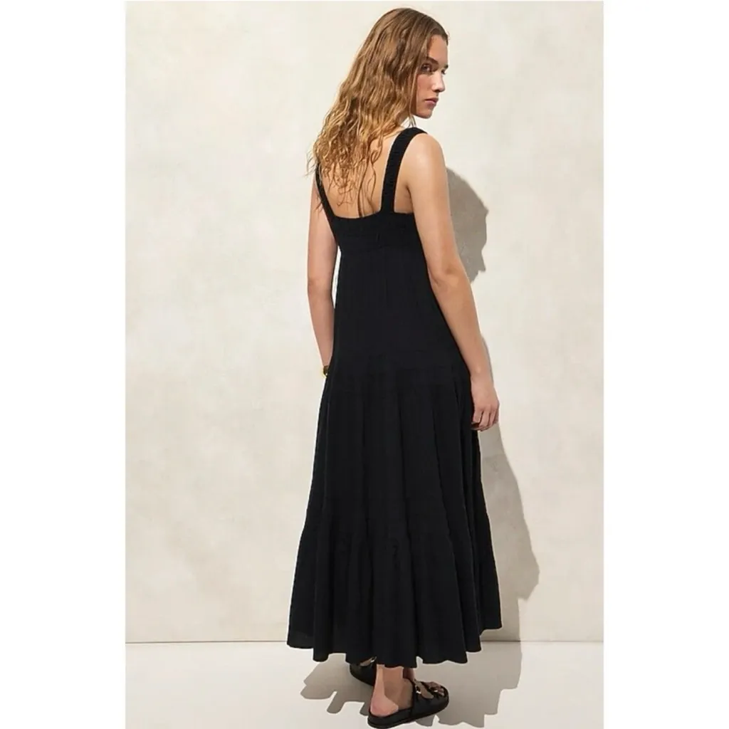 NWT J. Crew Airy Gauze Tiered Maxi Dress Black - Image 6