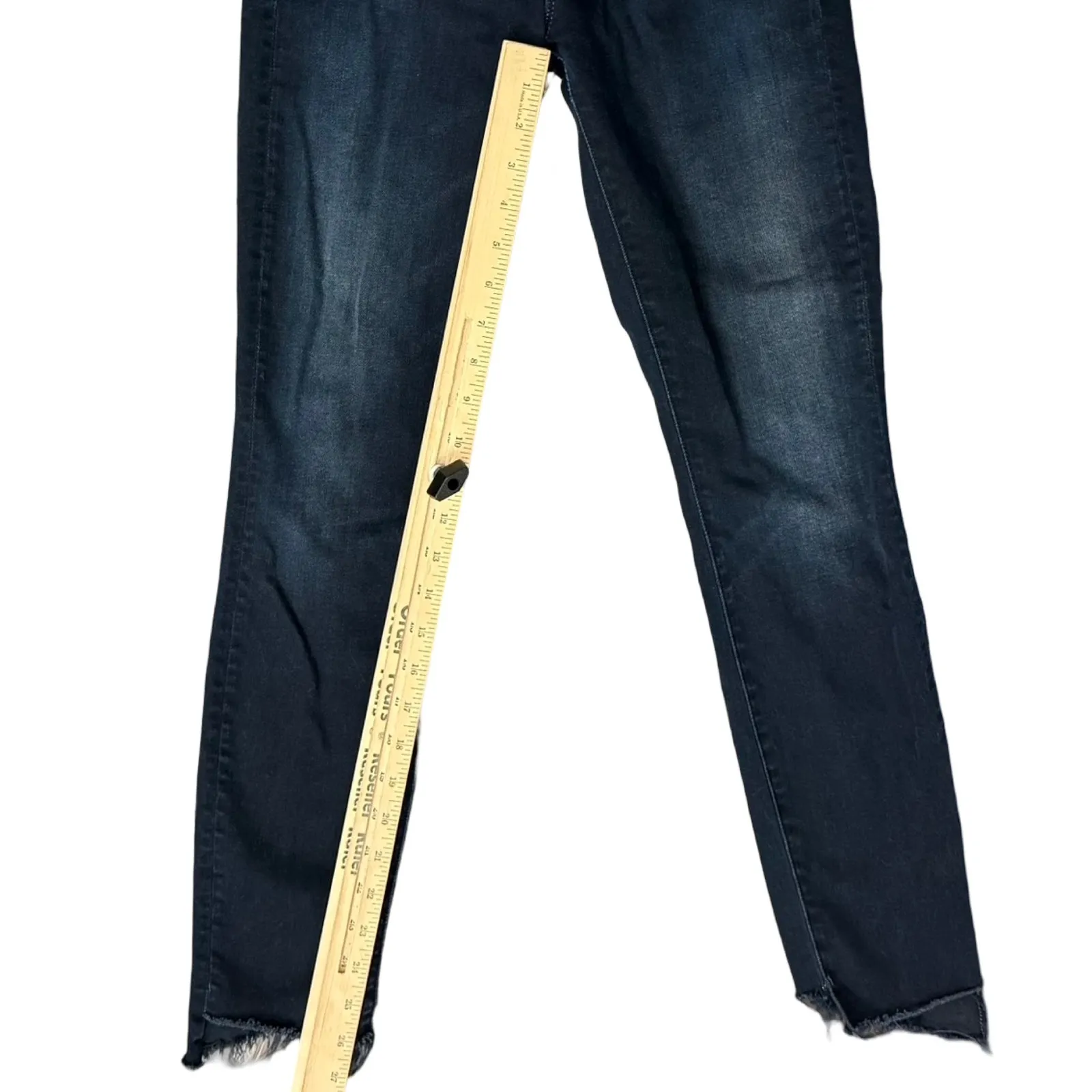 Mother The Stunner Zip Two Step Fray Last Call Dark Wash Skinny Jeans size 25 Blue - Image 4