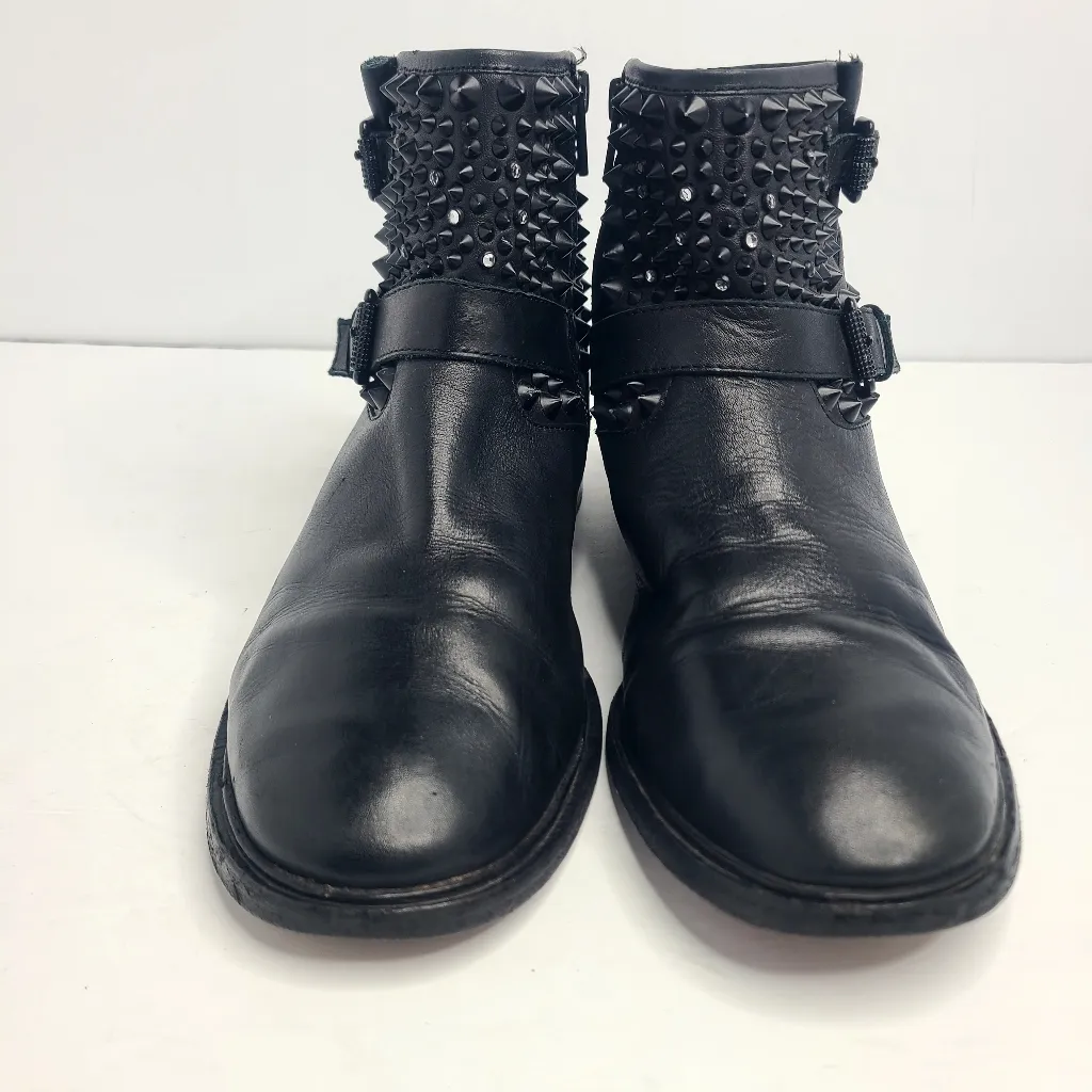 Ash Leather Studded Rhinestone Moto Ankle Boot Booties Size‎ EU 40 - Image 4