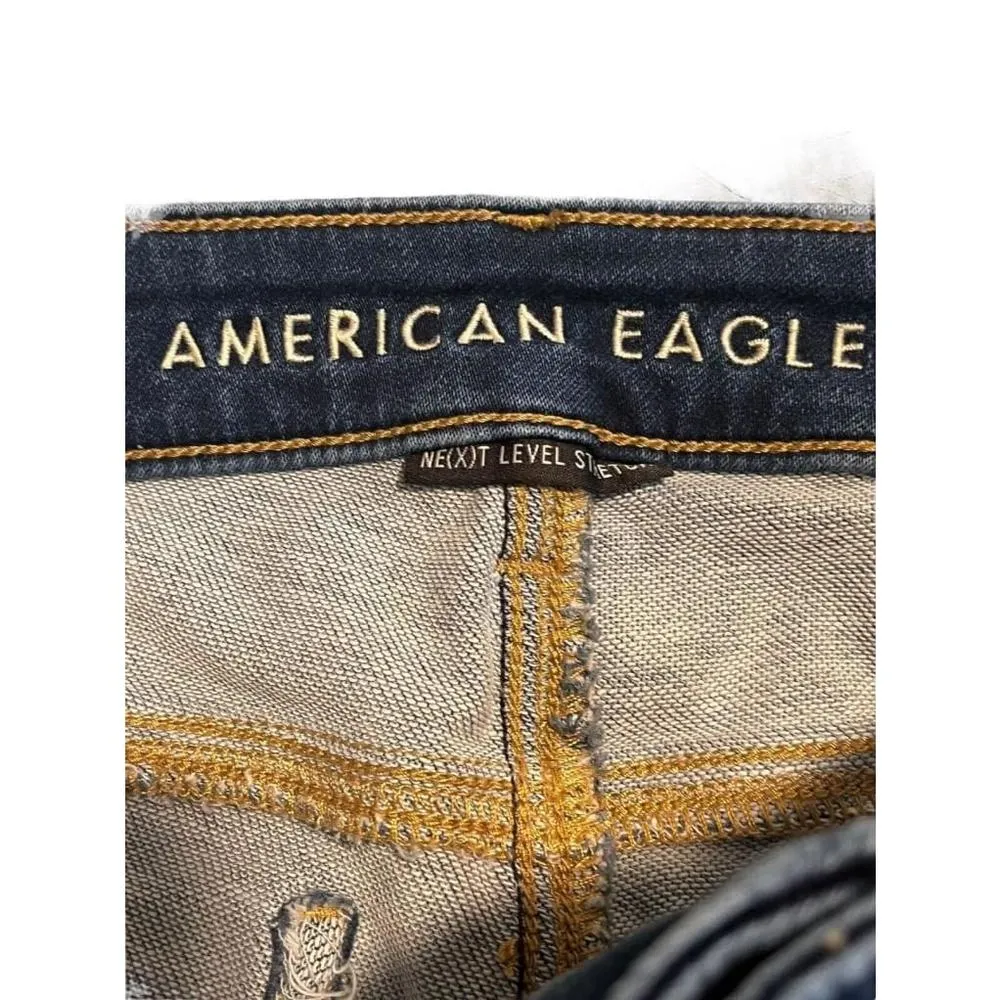 American Eagle Jegging Jeans Womens 4 Blue Mid Rise Skinny Stretch Distressed - Image 6