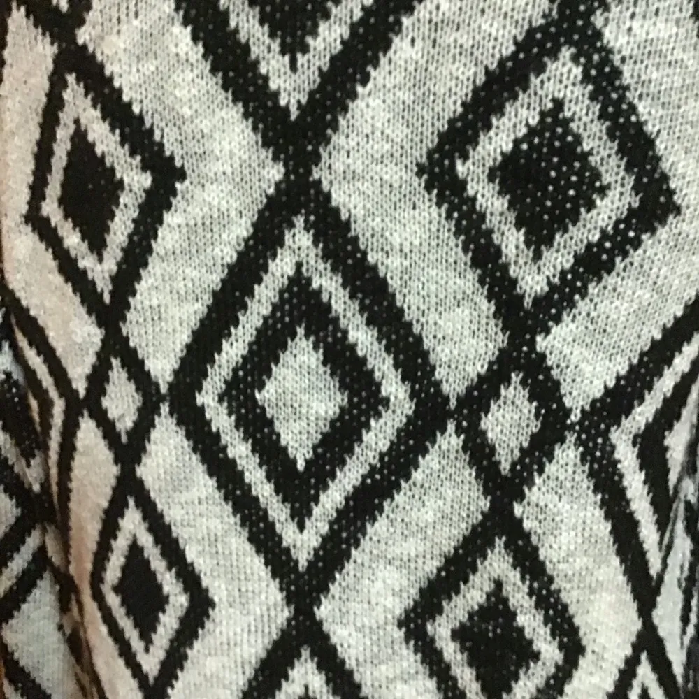 Element Black & White Geometric Cardigan • Open Front Sweater - Image 7