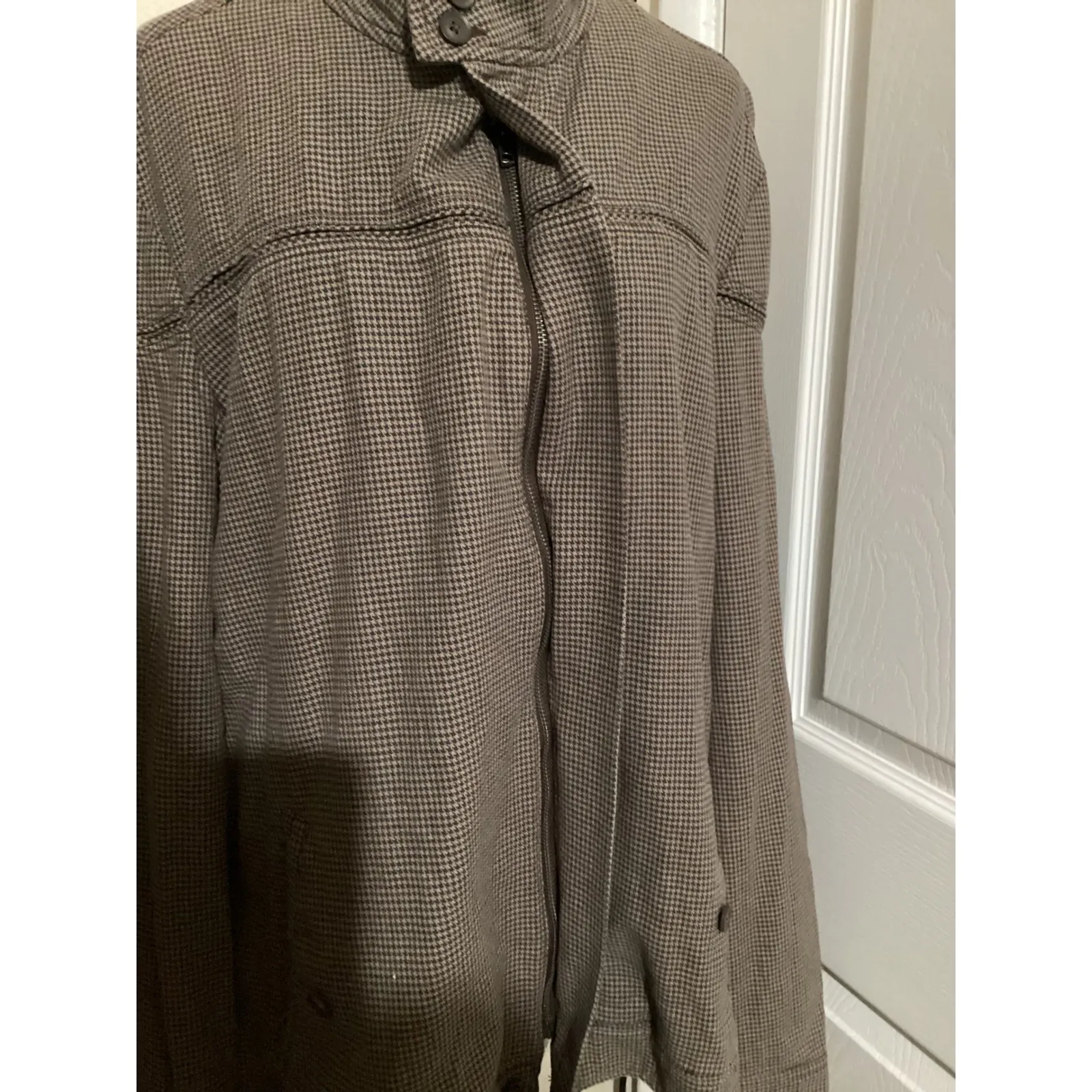 BDG XL Brown Houndstooth Full Zip Bomber Jacket Menswear Inspired Outerwear - Image 3