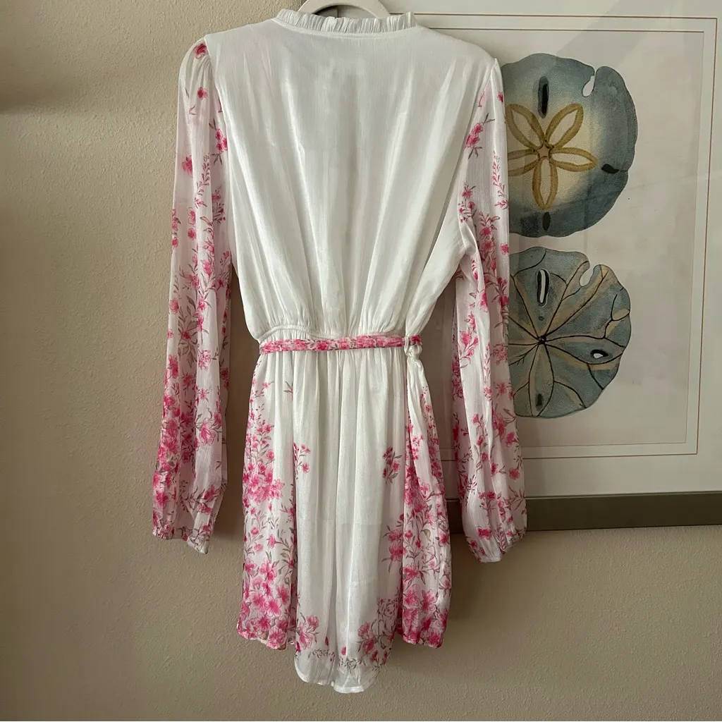 Emily Wonder Long Sleeve Floral Pink and White Romper with Self - Image 2