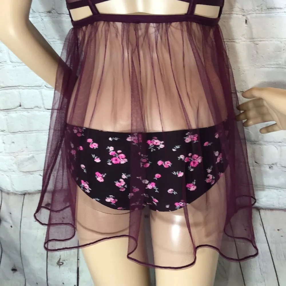 Victoria's Secret Baby Doll Sheer Purple Teddy Cami 36C Sexy - Image 10