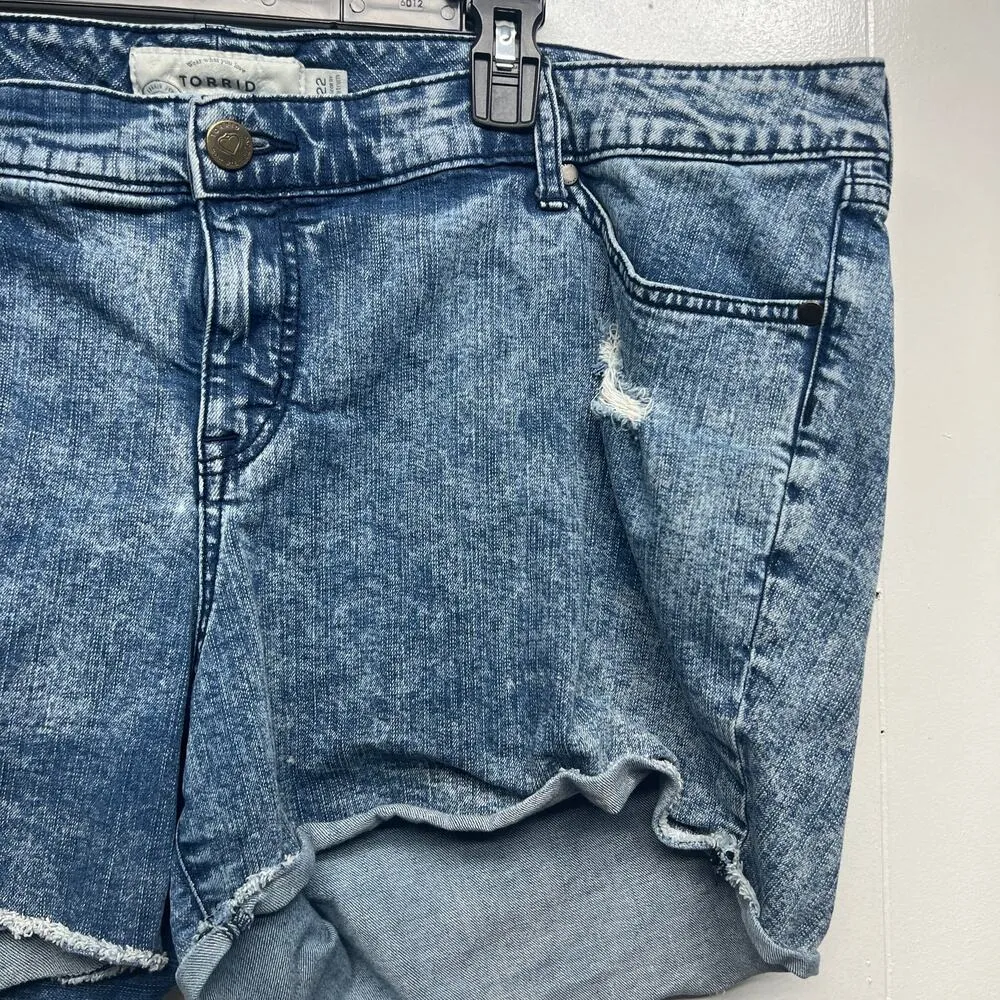 Torrid Womens Acid Wash Jean/Denim Cut-Off Distressed Shorts 22 5-Pocket Stretch - Image 4