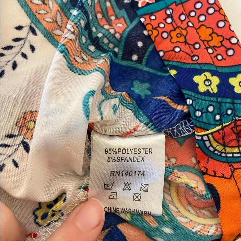 NEW Reborn women’s multicolor paisley maxi adjustable strap stretch dress large White - Image 7