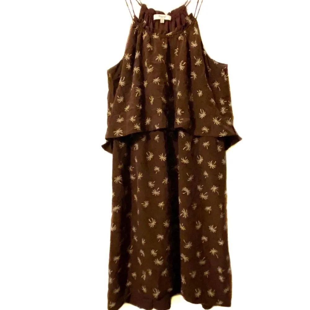 Madewell Dreamdrift Maroon Palm Tree Overlay Dress 10 Tropical Beachy Vacation‎ - Image 3