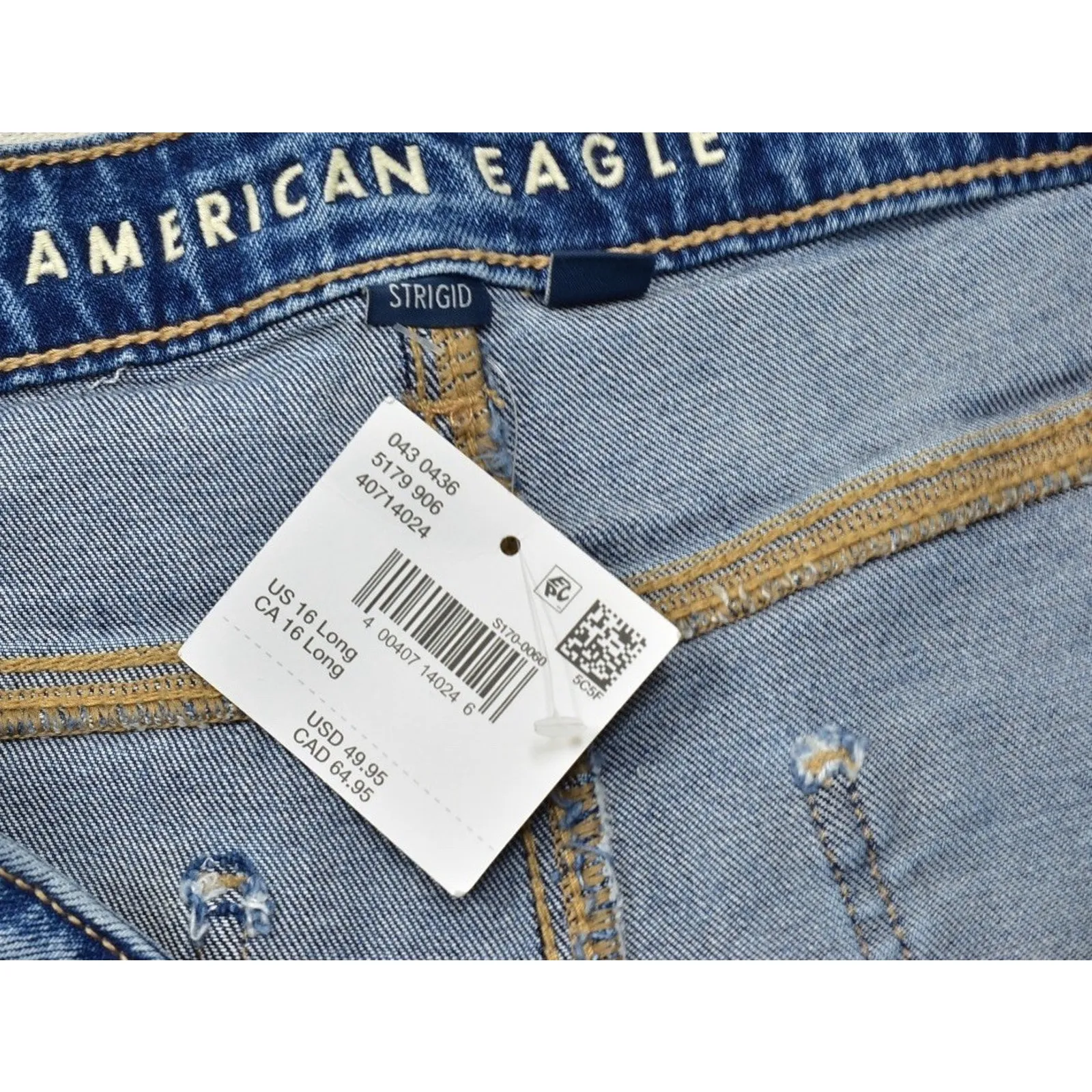 New American Eagle Mom Jean Plus Size 16 Long Medium Wash Distressed - Image 6