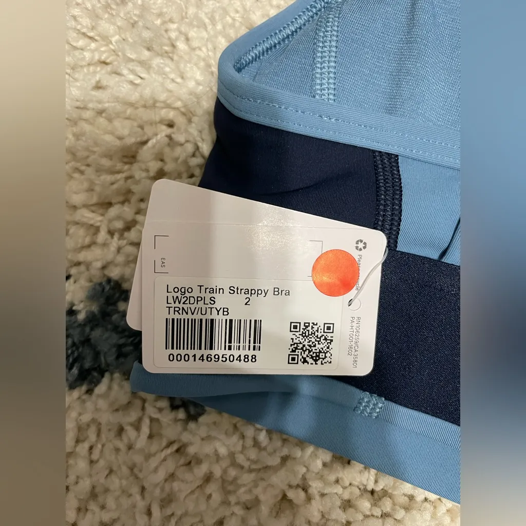 Lululemon NWT Logo Train Strappy Bra Light Support True Navy Utility Blue Size 2 - Image 7