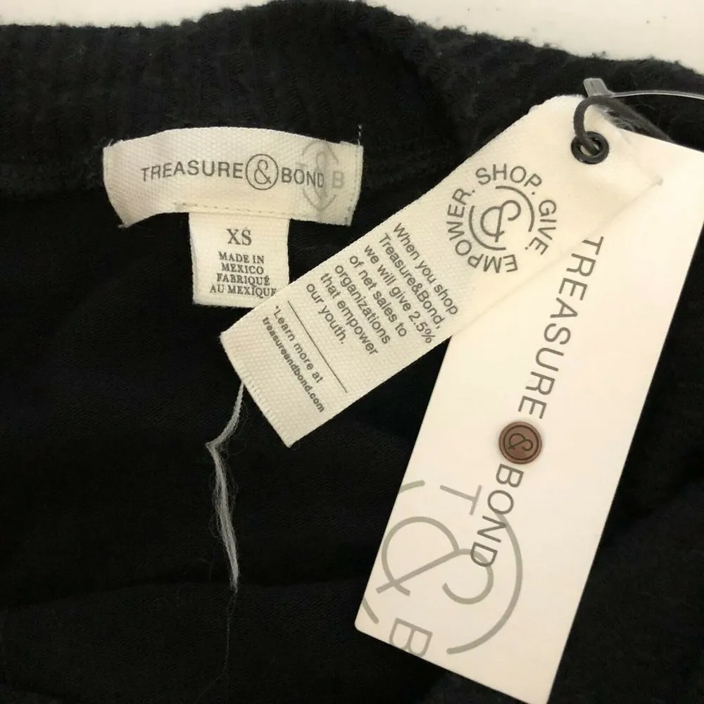 Treasure & Bond Womens Sweater Ribbed Knit Scoop Neck Black Size XS - Image 4