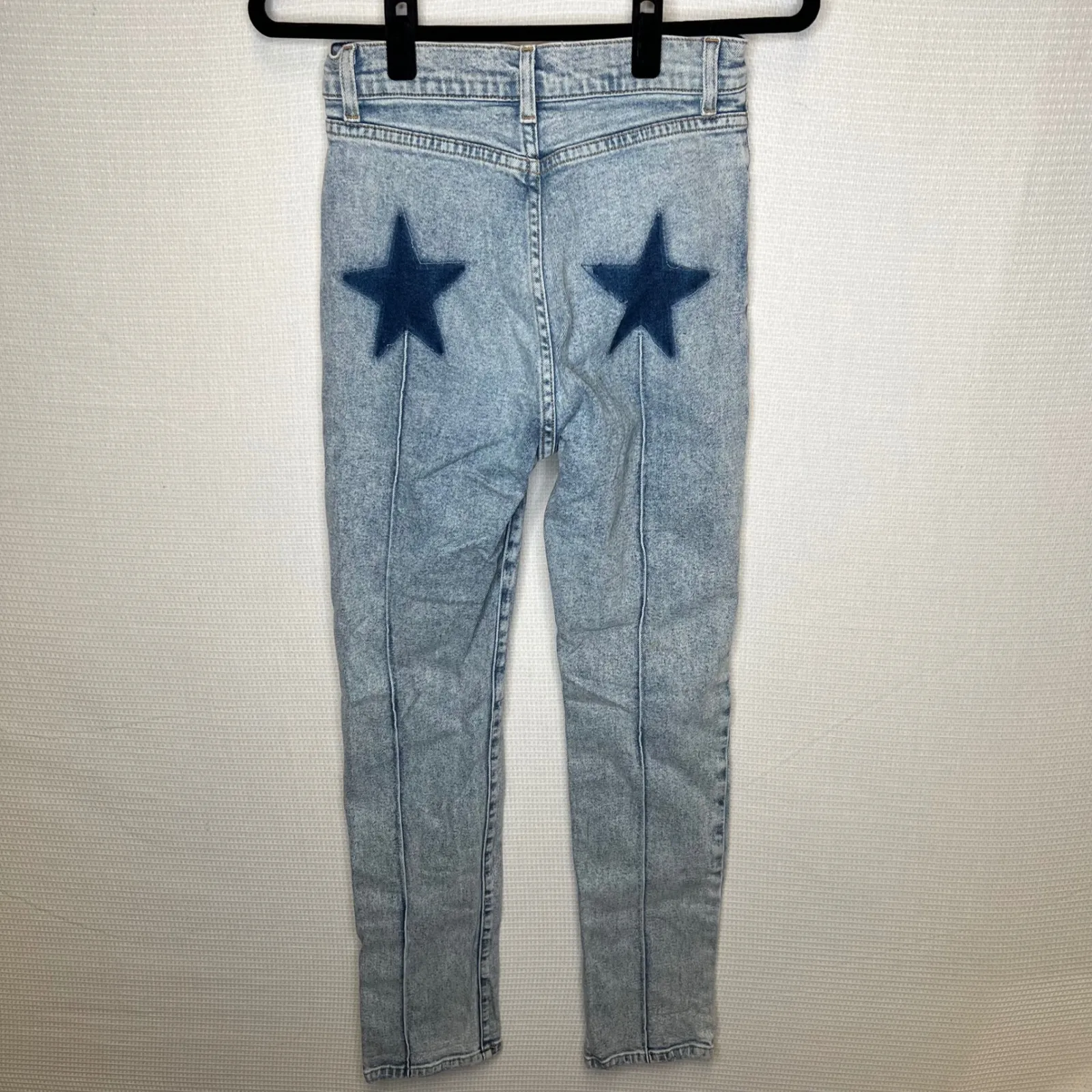 Revice Denim Jeans Women's Size 27 Acid Wash Uptown Rising Star Back Ripped Blue - Image 5