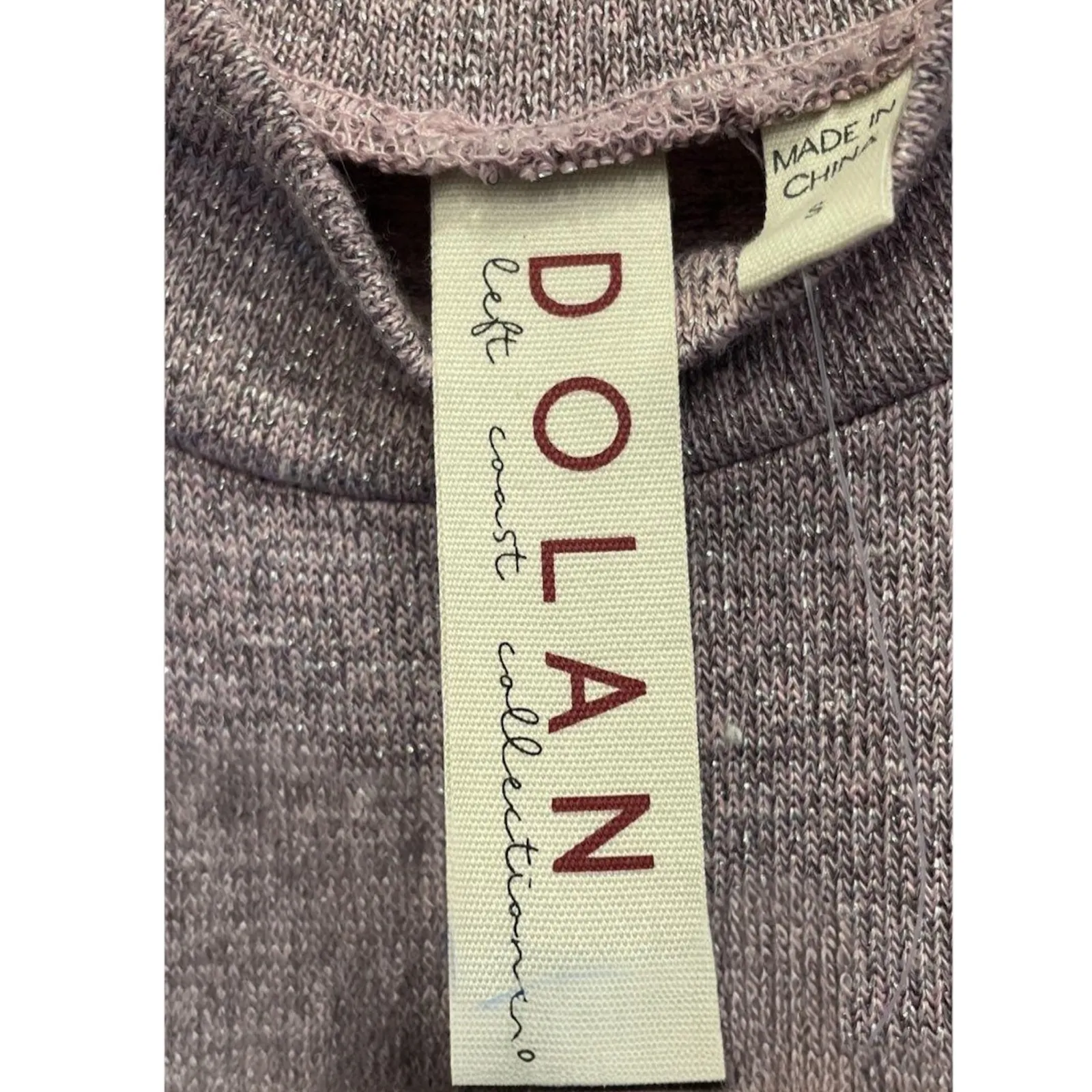 Anthropologie Dolan Left Coast Collection Puff Shoulder Mock Neck S Mauve Metal - Image 5