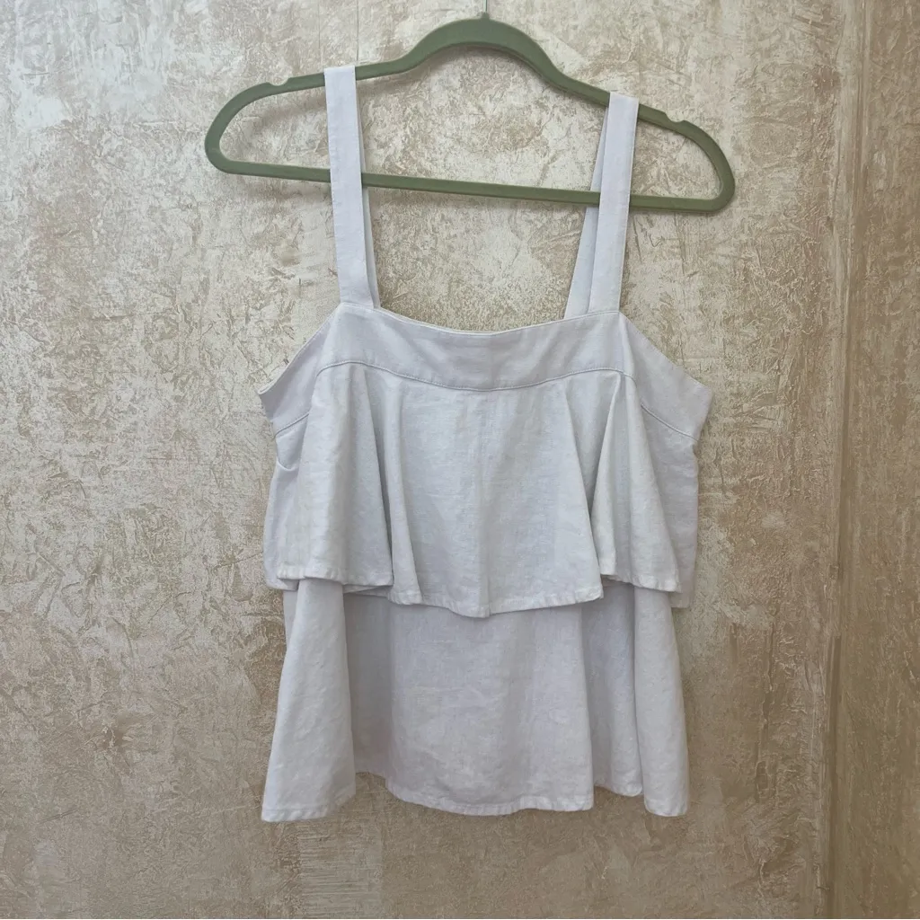Abound Tiered Layered Linen Blend Pullover Tank Top White Summer Sz L - Image 4