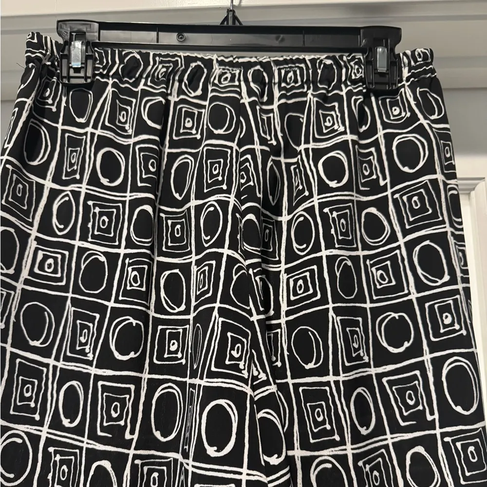 Bleyle Vintage Black White Geometric Pants Sz 8 Artsy Elastic Waist - Image 6