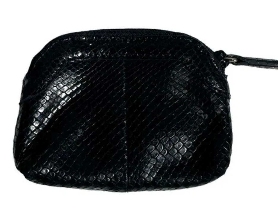 Black Leather Python Snakeskin Mini Wallet Coin Purse - Image 2