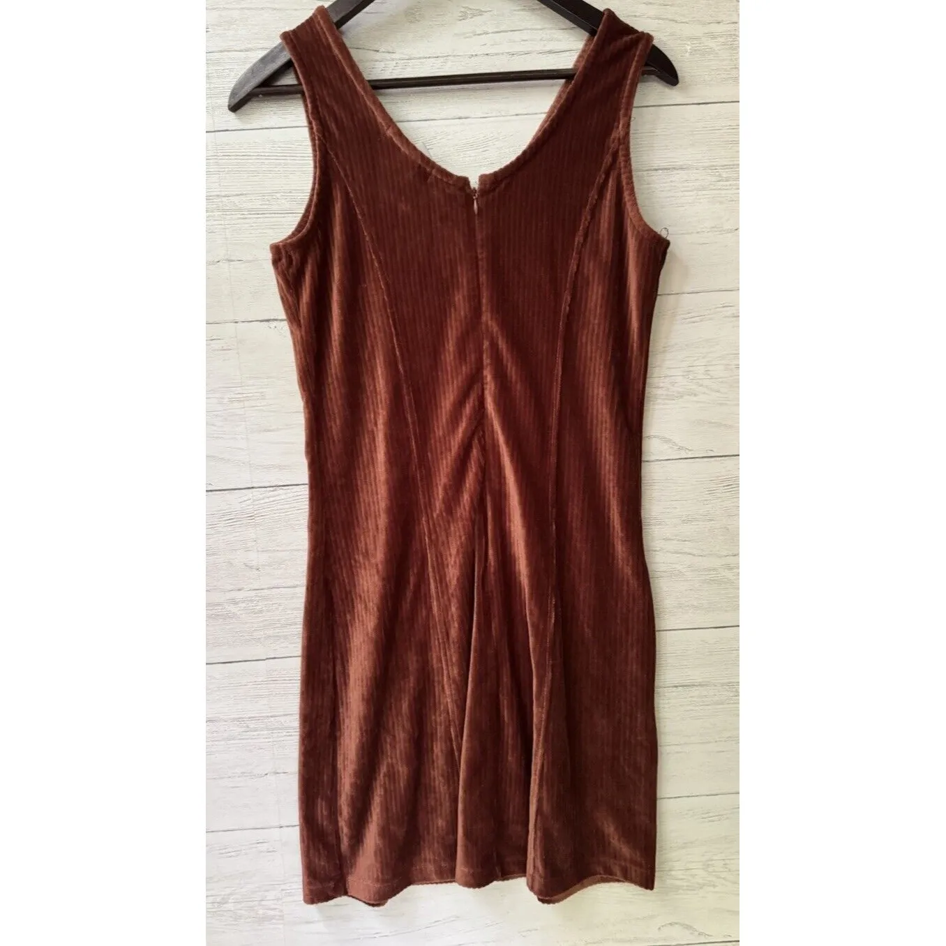 Planet Gold Velvet V-Neck Tank Dress Size M - Image 2