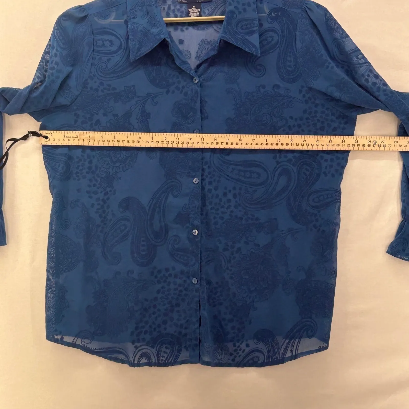 Susan Graver Womens Button Up Top Size 1X‎ Teal Velvet Burnout Twinset Paisley - Image 13