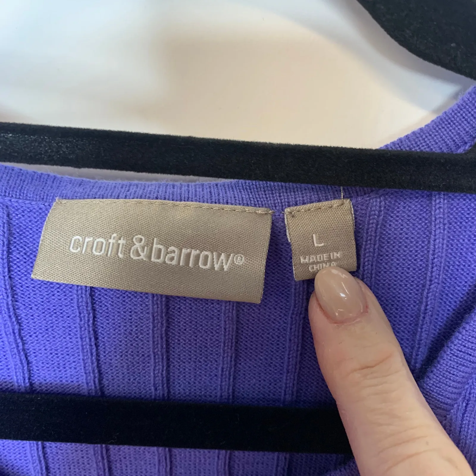 Purple Ribbed Sweater Shell Sleeveless Sz Large - Image 7