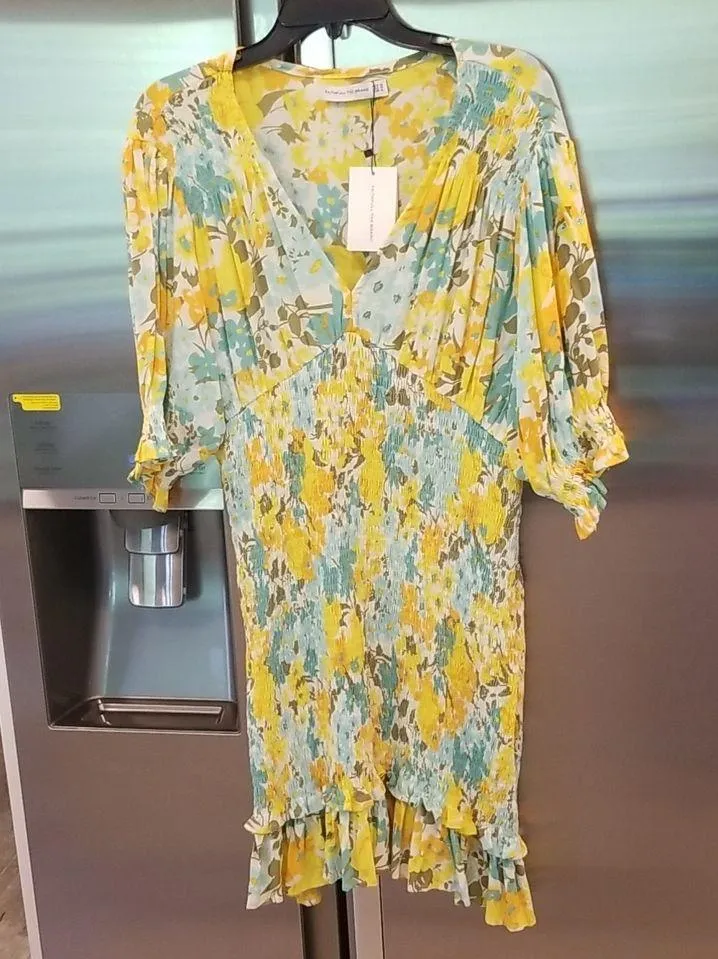 💕FAITHFULL THE BRAND💕 Margherita Shirred Crepe Mini Dress Annina Floral 10 NWT - Image 13