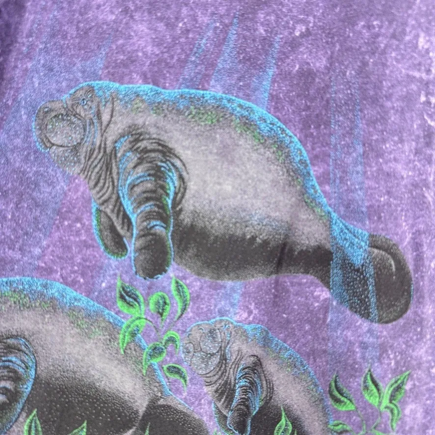 Vintage Single Stitch Fantasy Tees Purple Burnout Manatee Graphic T Shirt Size L Size L - Image 12
