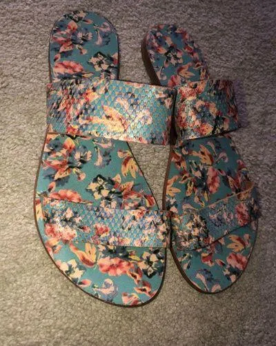 Joie a la Plage Women's US Size 6 EUR 36 Sandals Slides Floral Leather Italy - Image 10
