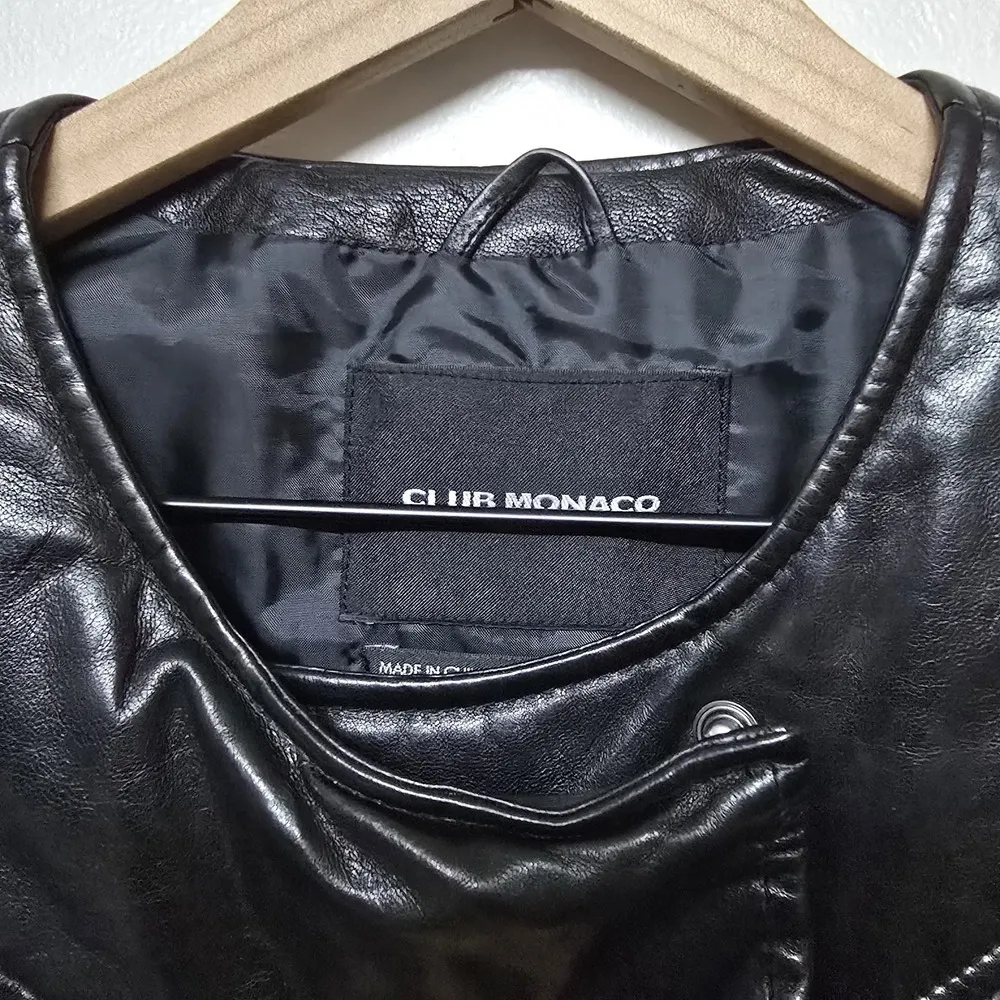 Club Monaco Womens Faye Quilted Leather Moto Jacket Sz XS‎ - Image 3