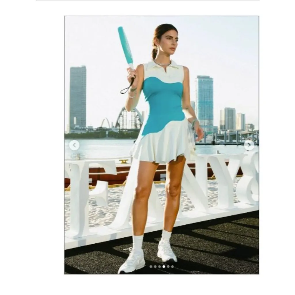 Port de Bras Wave Dress in Chantilly Light Blue Small New Womens Tennis Pickle White - Image 10
