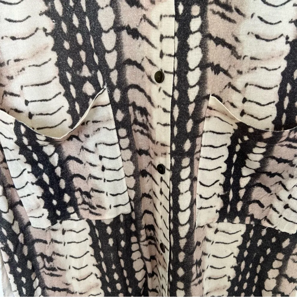 L’agence Long Slim Cream Grey Cardigan Longline Cashmere Blend Size XSmall NWT - Image 5