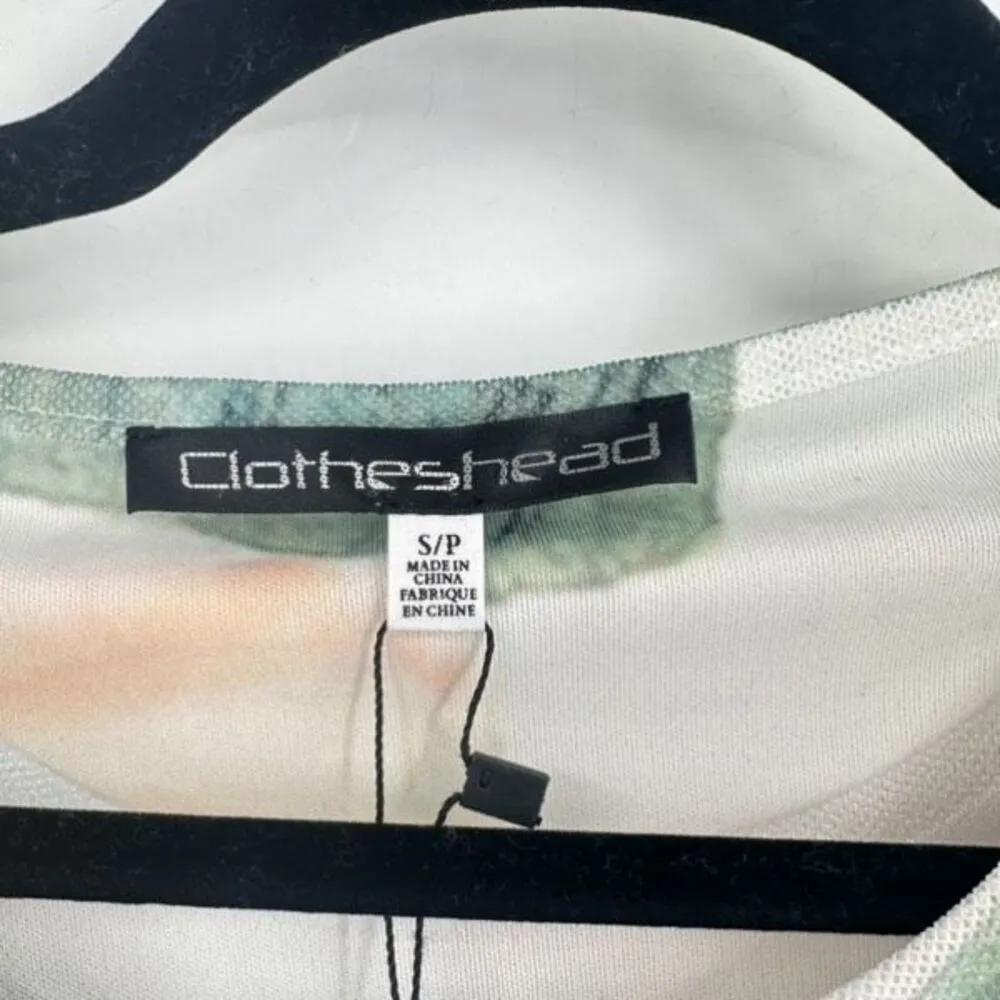 NWT Clotheshead Layered Mesh Sleeveless Tropical Floral Top Small White‎ Green White - Image 2