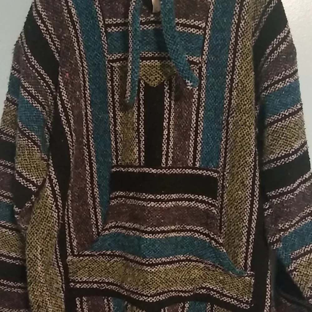 Mexican Baja Hoodie Jacket Size Large Blue - Image 2