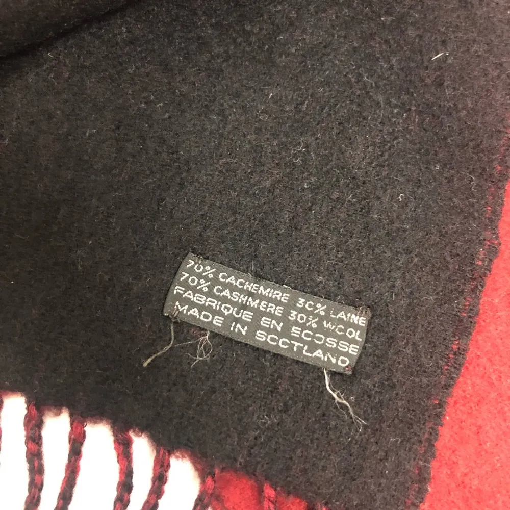 Vintage Dior Cashmere Wool Scarf with Fringe RED - Image 4