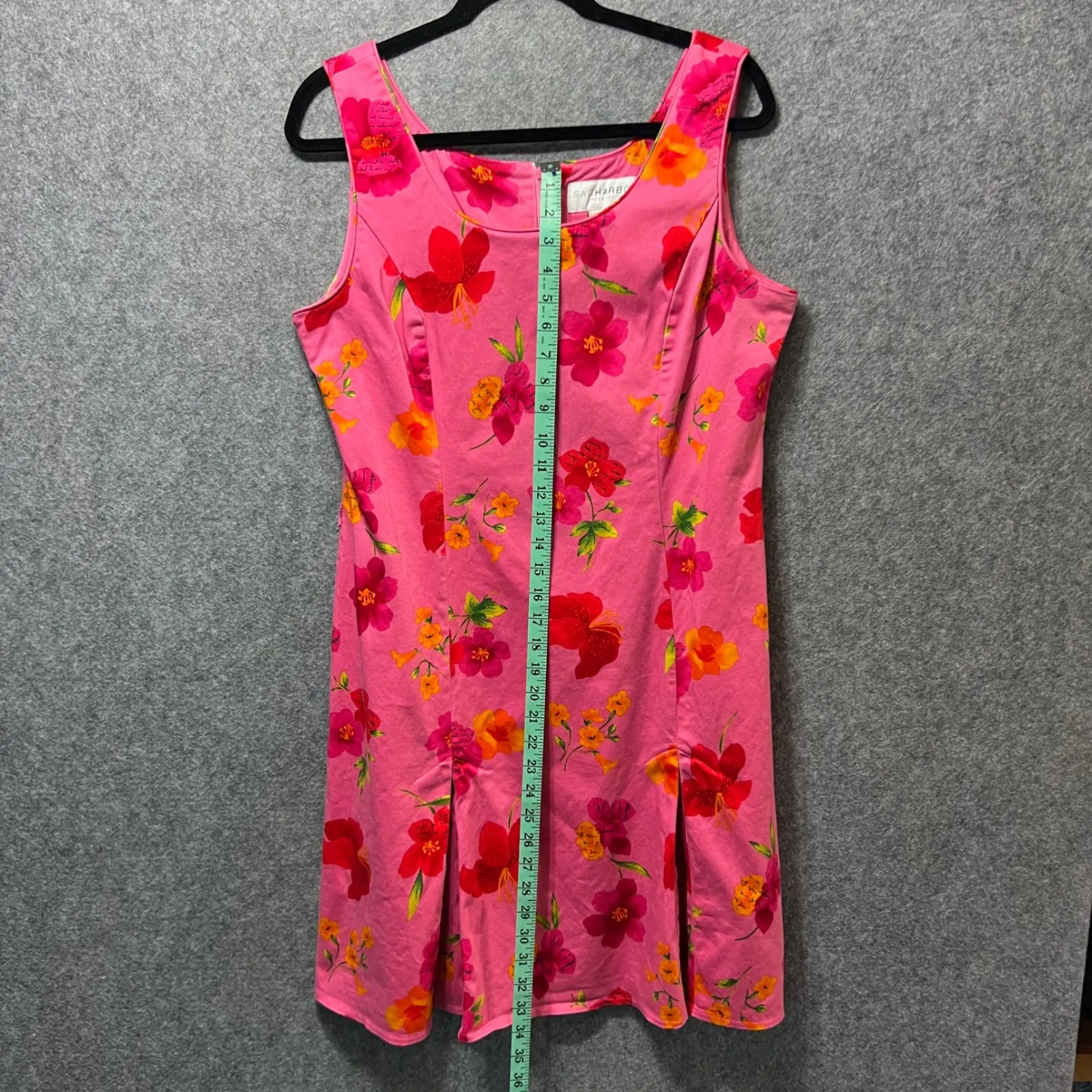 Vintage Y2K Sag Harbor Pink Floral Sleeveless Dress Women's L Petite Fitted 90s‎ - Image 4