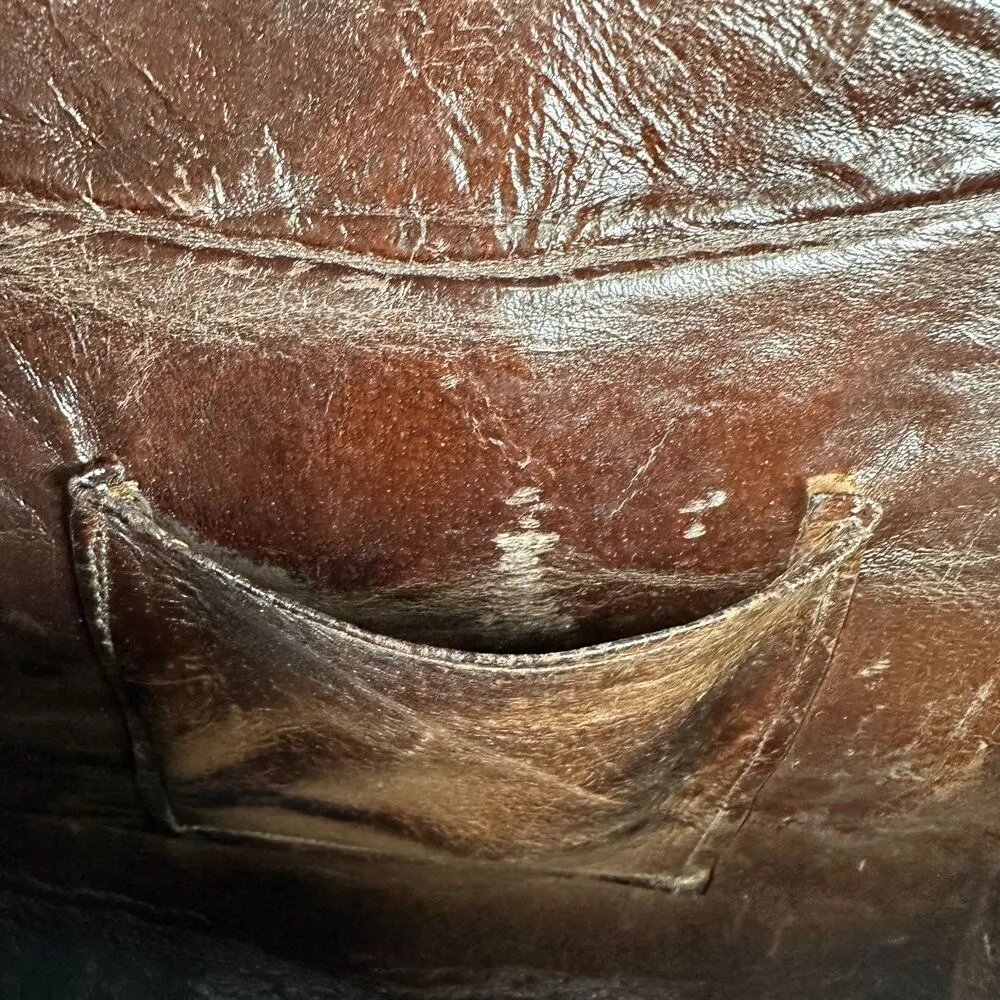 Vintage Crocodile Leather Brown Brass Structured Crossbody Purse Handbag Bag - Image 7