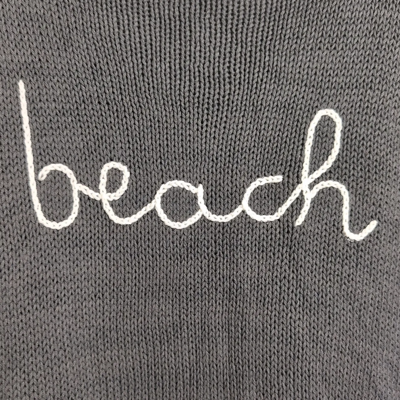 Wooden Ships "Beach" Spellout Sweater Coastal Cozy Knit Nautical Size XL - Image 3