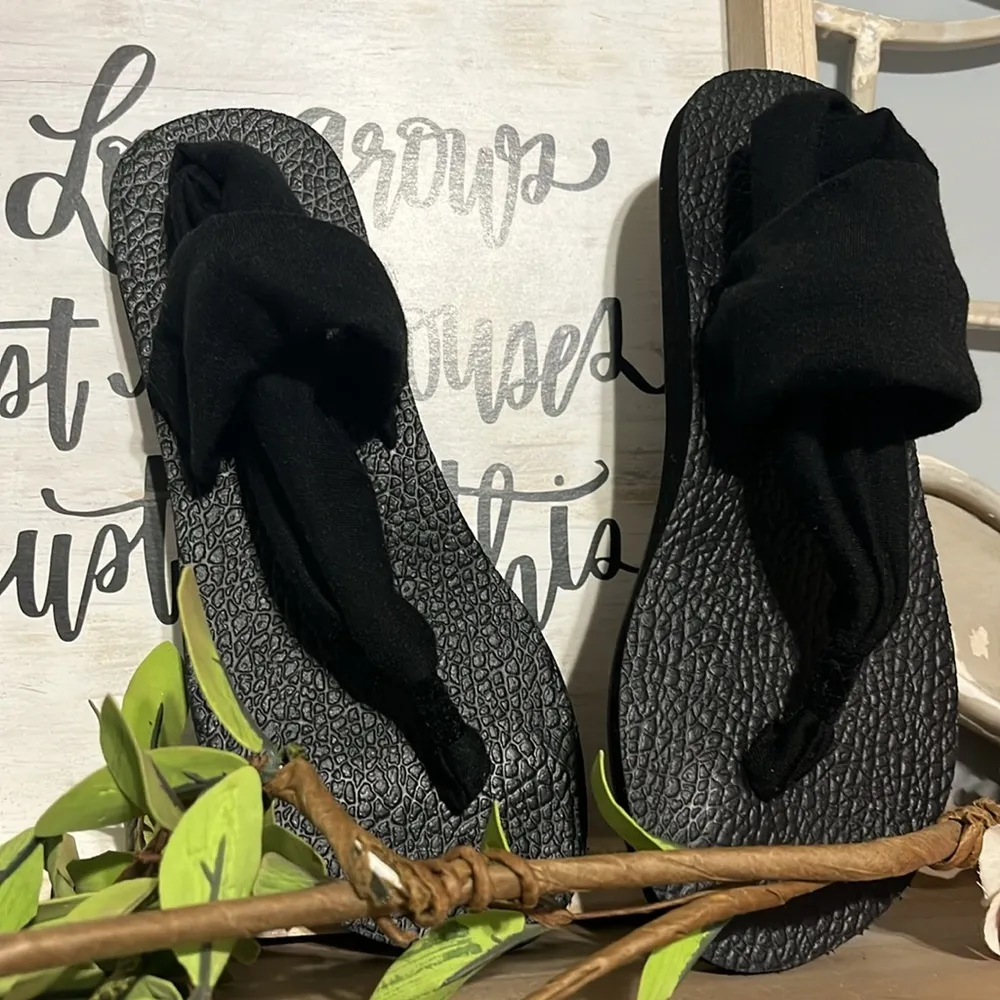 Rampage Sandal Black Jersey Knit Thong Flats Women 6 - Image 2