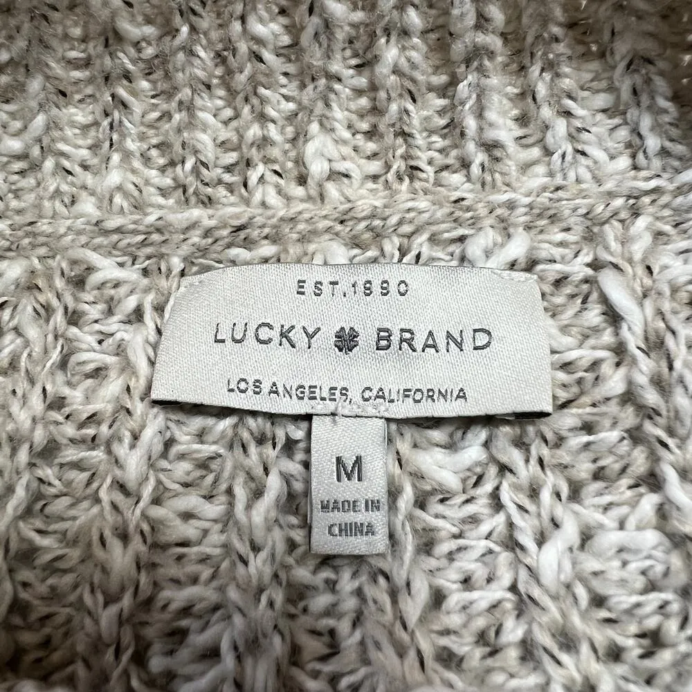 Lucky Brand High Neck Marled Pointelle Knit Sweater Size Medium Boho Casual - Image 4