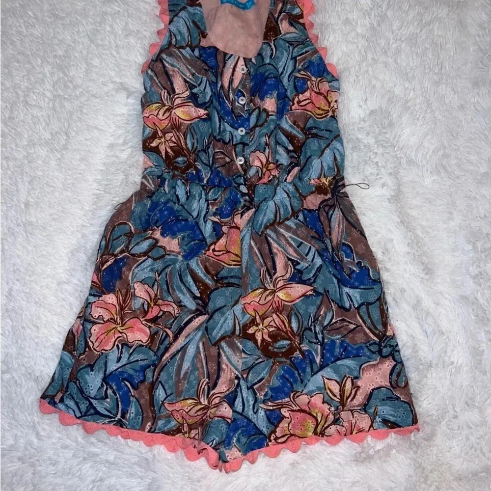 Tori Richard Express Yourself Rebekah Romper size Small Floral Preppy Print - Image 3