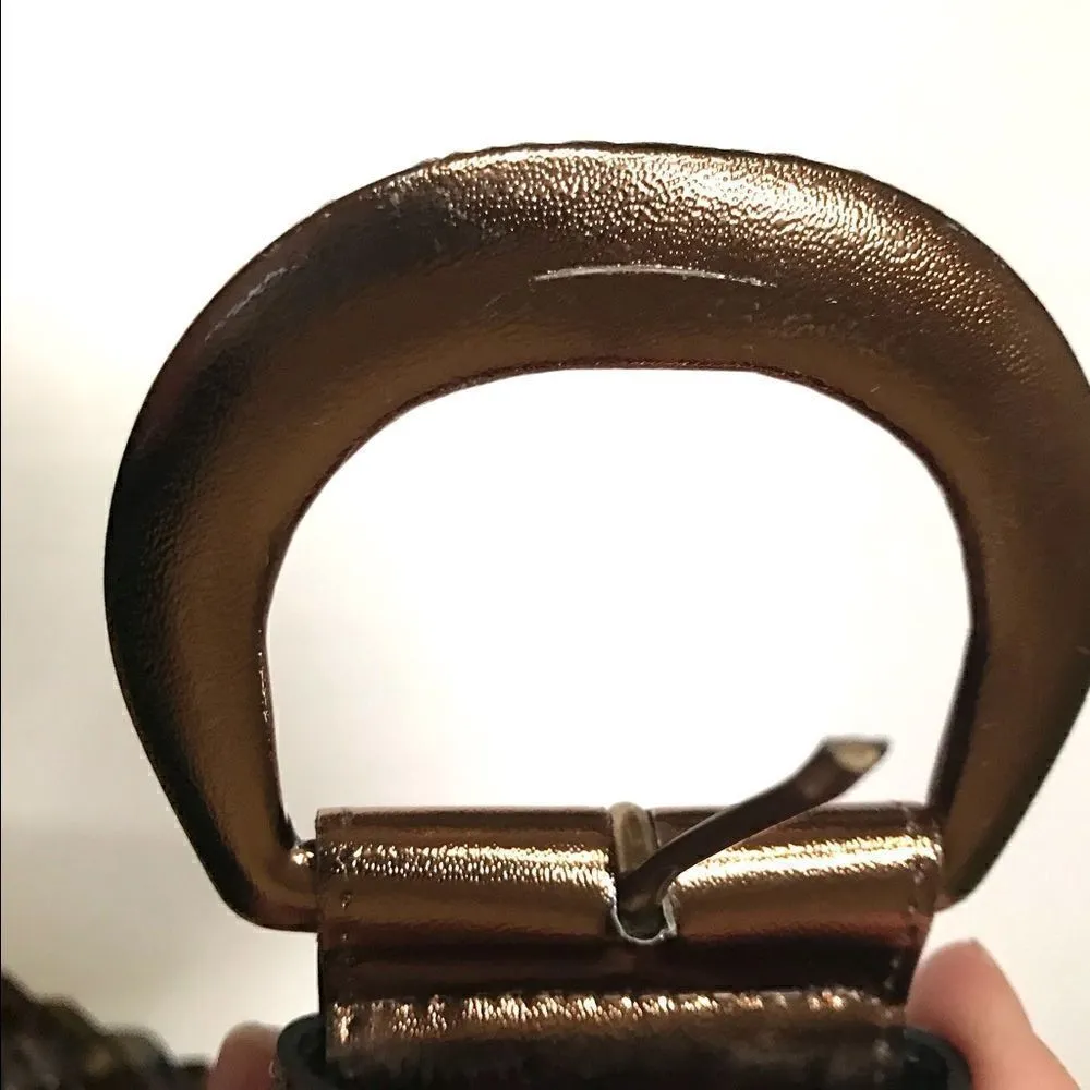 Vintage metallic braided belt 36x2 Silver - Image 5