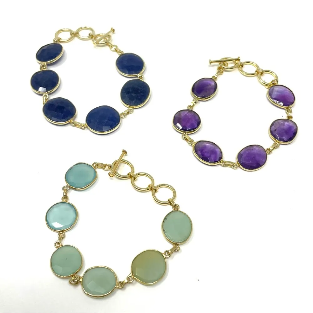 Sterling silver bracelets, 18K gold overlay and semiprecious stones/blue lapis - Image 6
