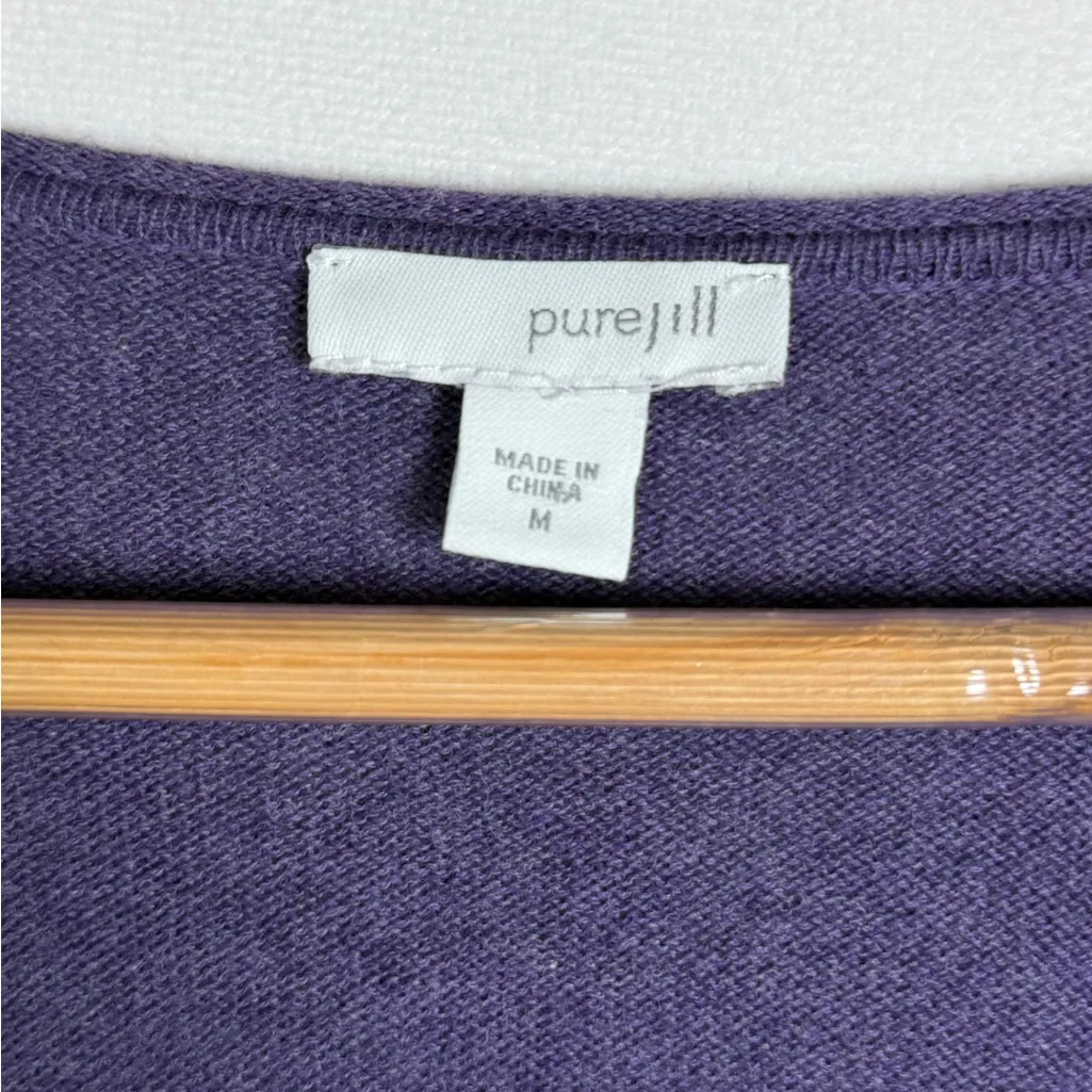 Pure Jill Women’s Purple Cotton Cashmere Blend Pocket Tunic Sweater Sz Medium - Image 3