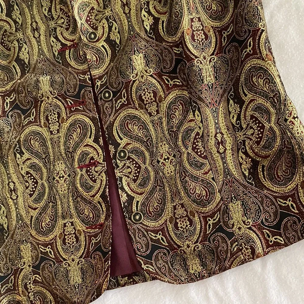 NEW Coldwater Creek Brocade Pattern Vest Shiny Gold Small Woven Thread Posh NWT - Image 2