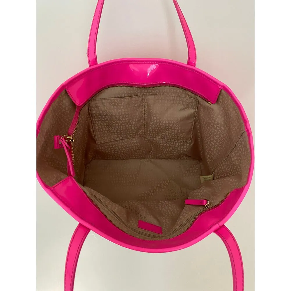 Kate Spade New York Molly Bikini Dot Neon Hot Pink Large Tote Purse Bag GUC - Image 13
