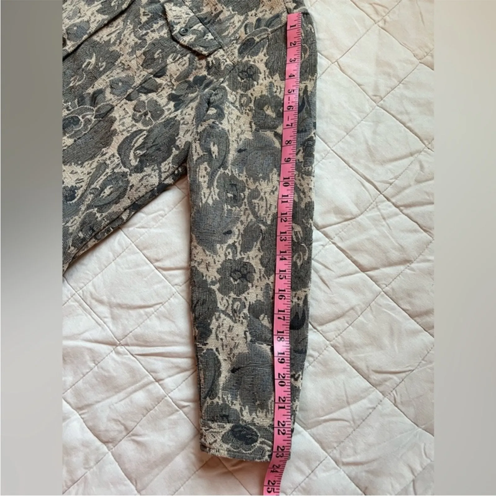 Charter Club Grey & Cream Floral Tapestry Coastal Grannycore Trucker Jacket - XL - Image 8