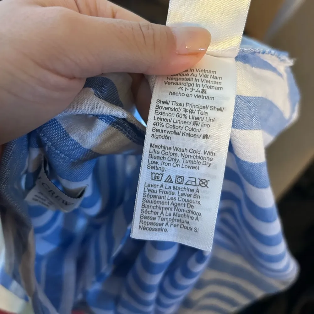 J.Crew Baby Blue Striped Linen Popover Tunic Top - Image 4