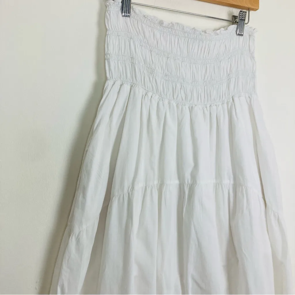 Stark X white cotton maxi dress with ruched elastic waist. Made in USA. Medium. - Image 3