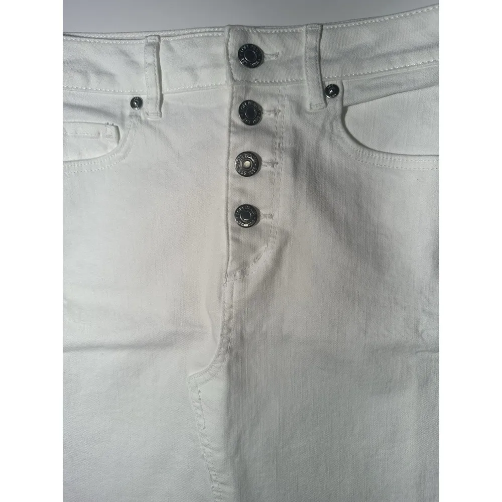 Ann Taylor LOFT Womens White Button Fly Denim Skirt Size 0 - Image 4