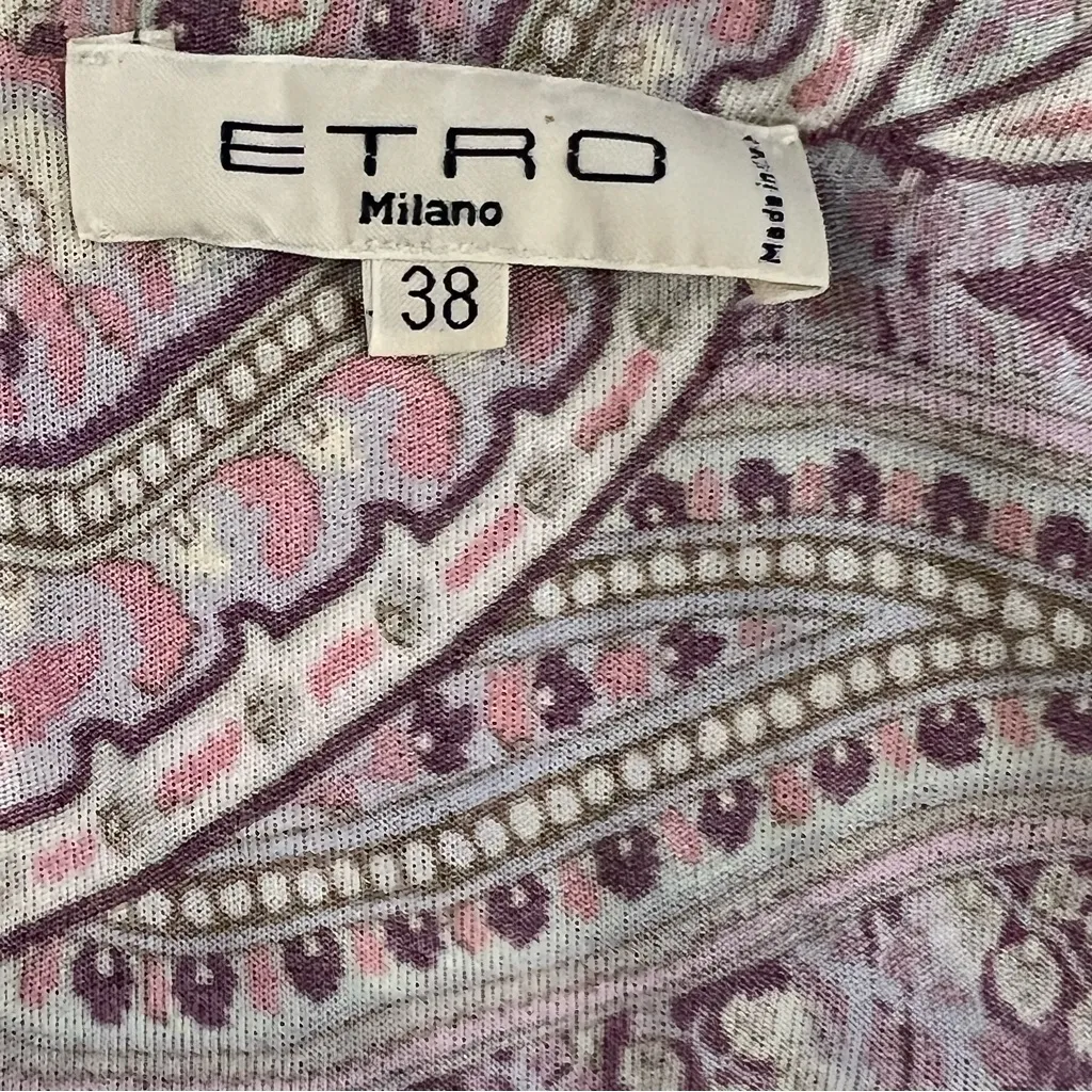 Etro Paisley Asymmetrical Dress Green Size 4 - Image 8