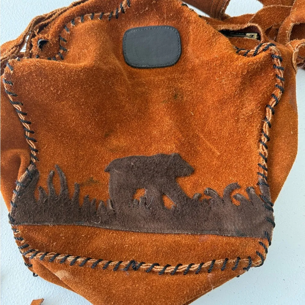 Vintage Suede Handmade Bear Claw American Indian Made? Unique crossbody purse - Image 9